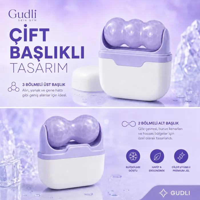 Gudli Ice Face Roller Çift Başlı Buzlu Yüz Masaj Aleti Canlandırıcı Sıkılaştırıcı