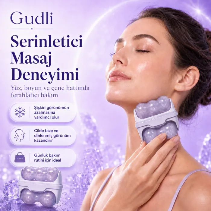 Gudli Ice Face Roller Çift Başlı Buzlu Yüz Masaj Aleti Canlandırıcı Sıkılaştırıcı