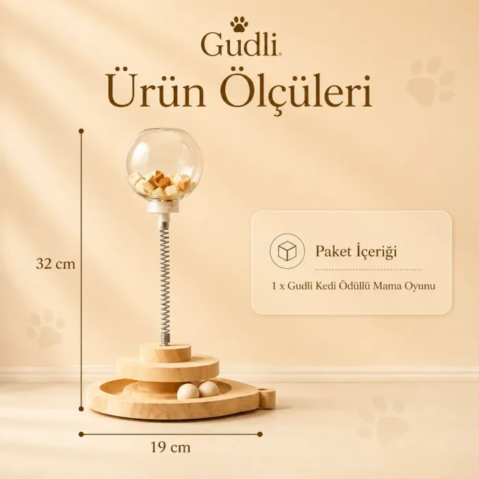 Gudli Kedi Oyuncağı Çift Katmanlı Döner Tabla Zeka Geliştirici Ödüllü Mama Oyunu