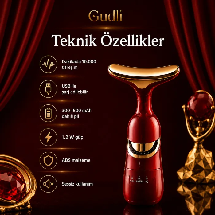 Gudli 3’ü 1 Arada Akıllı Yüz, Boyun ve Göz Masaj Aleti