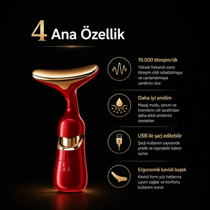 Gudli 3’ü 1 Arada Akıllı Yüz, Boyun ve Göz Masaj Aleti