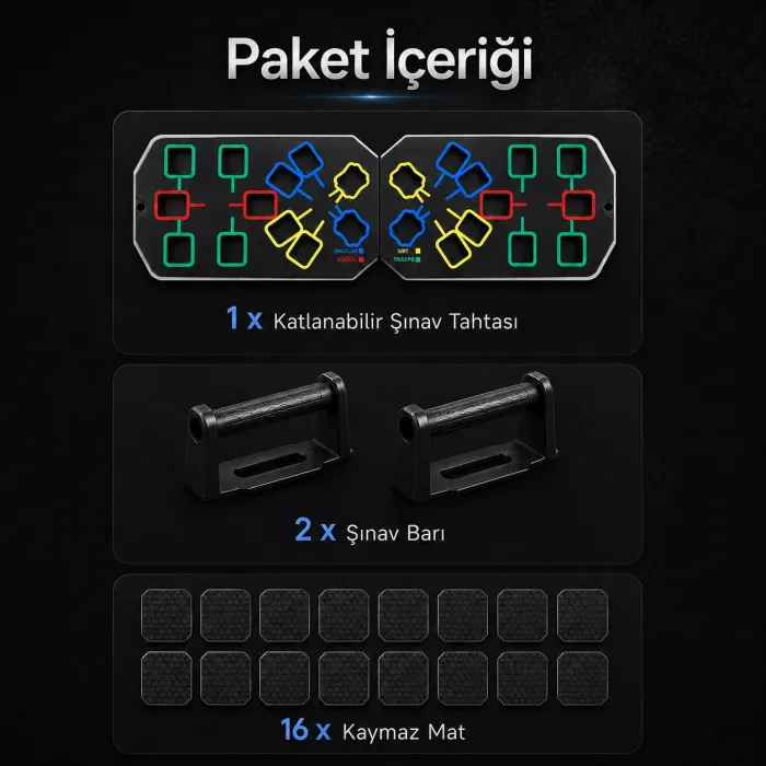 Gudli Katlanabilir Renk Kodlu Şınav Tahtası Çok Amaçlı Üst Vücut Antrenman Aleti