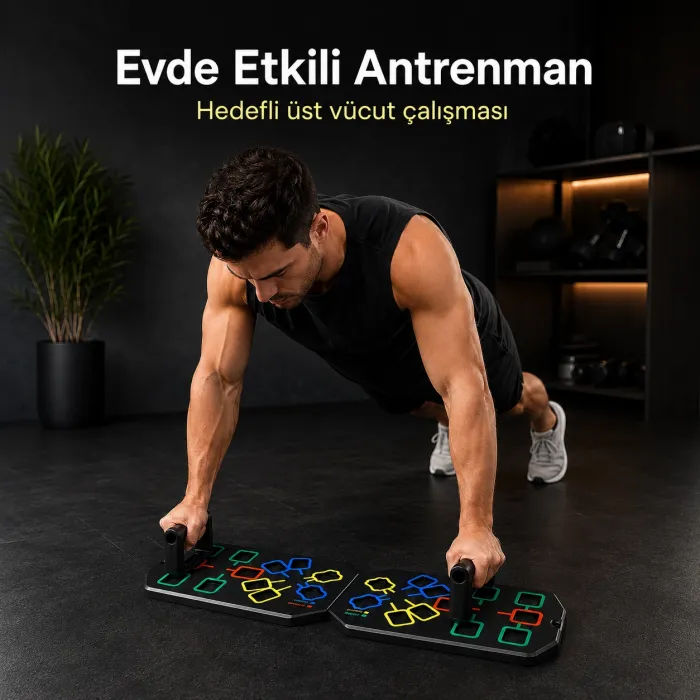 Gudli Katlanabilir Renk Kodlu Şınav Tahtası Çok Amaçlı Üst Vücut Antrenman Aleti