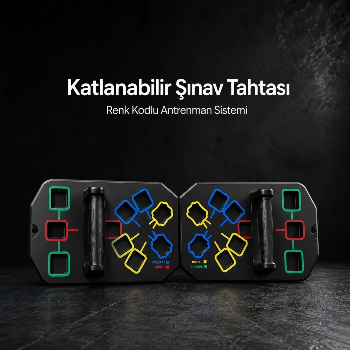 Gudli Katlanabilir Renk Kodlu Şınav Tahtası Çok Amaçlı Üst Vücut Antrenman Aleti