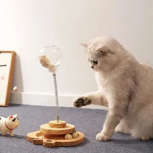 Gudli Kedi Oyuncağı Çift Katmanlı Döner Tabla Zeka Geliştirici Ödüllü Mama Oyunu