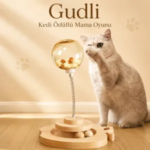 Gudli Kedi Oyuncağı Çift Katmanlı Döner Tabla Zeka Geliştirici Ödüllü Mama Oyunu