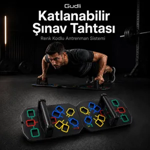Gudli Katlanabilir Renk Kodlu Şınav Tahtası Çok Amaçlı Üst Vücut Antrenman Aleti