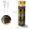 Gudli Minecraft Tarzı LED Meşale Lamba Çok Renkli USB Şarjlı Duvar Masa Lambası
