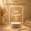 Gudli LED Işıklı Yazı Çizim Panosu USBli, Silinebilir, Dekoratif Gece Lambası