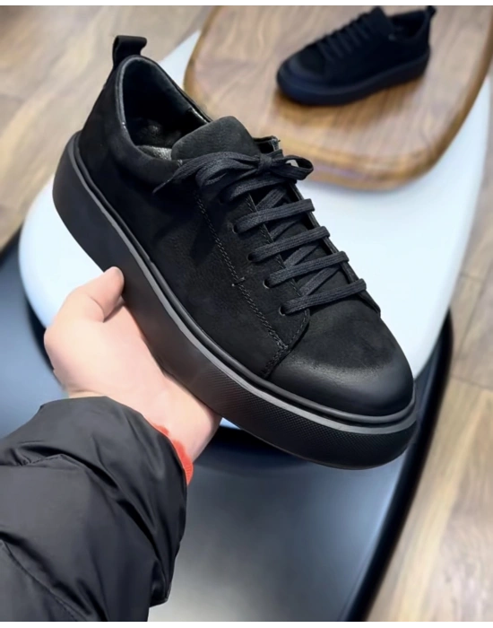 Siyah nubuk sneakers 3044