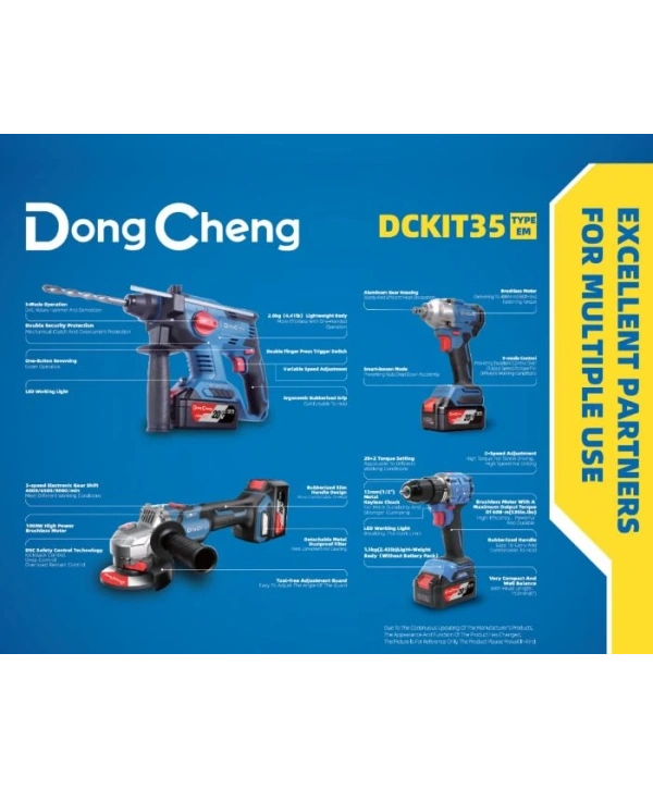 Dong Cheng DCKIT35EM Profesyonel 20V 4Ah Şarjlı Taşlama Somun Sıkma Hilti Matkap (4lü Set)
