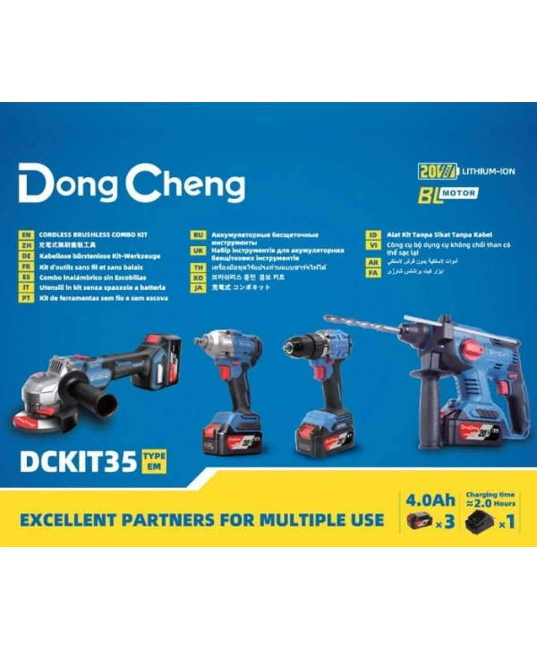 Dong Cheng DCKIT35EM Profesyonel 20V 4Ah Şarjlı Taşlama Somun Sıkma Hilti Matkap (4lü Set)