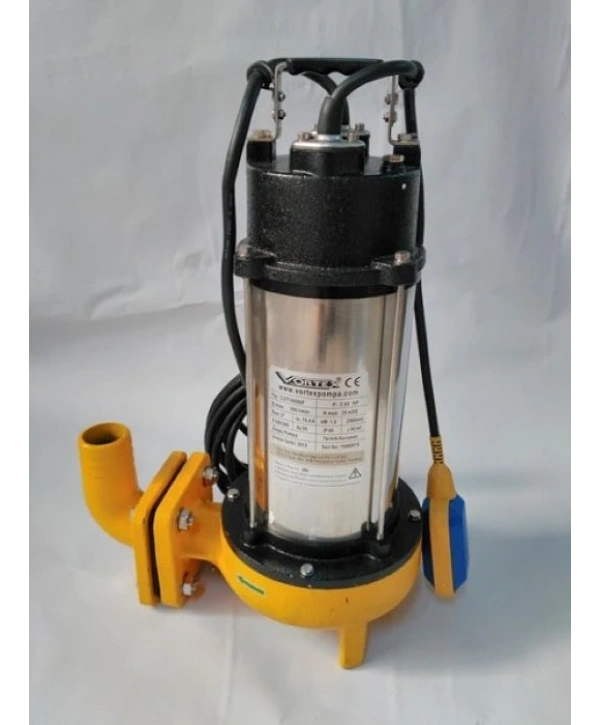 Vortex Cut 1800Af M-T 2.5HP Öğütücülü Paslanmaz Çelik Bıçaklı Pis Su Dalgıç Pompası