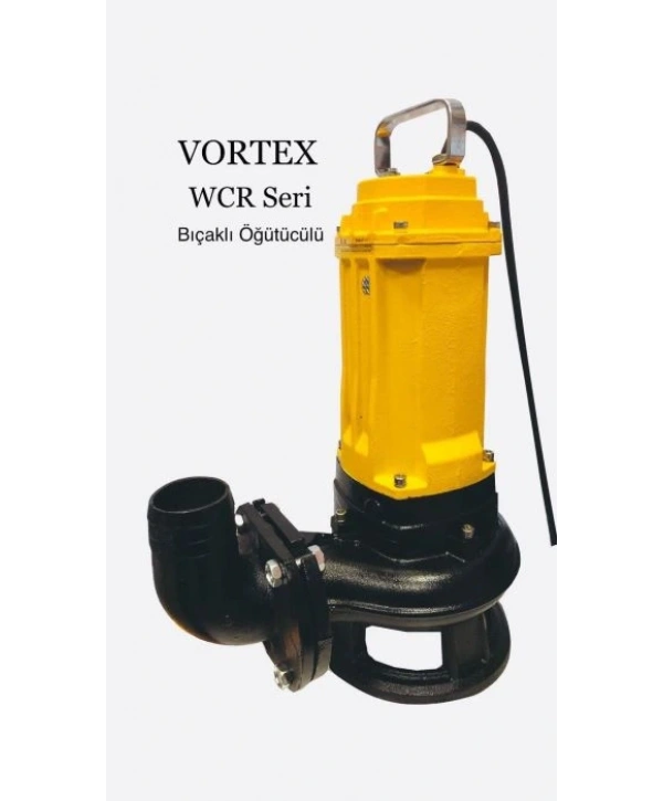Vortex WCR 550T 3 5.5HP 380V Paslanmaz Fanlı Öğütücülü Bıçaklı Pis Su Dalgıç Pompa
