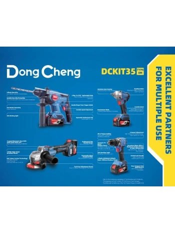 Dong Cheng DCKIT35EM Profesyonel 20V 4Ah Şarjlı Taşlama Somun Sıkma Hilti Matkap (4lü Set)