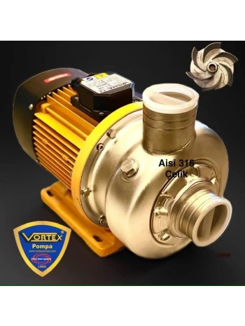 Vortex VO-350 05T-M 0.5HP AISI 316 Paslanmaz Çelik Fanlı Sıcak Su ve Asitli Su Pompası