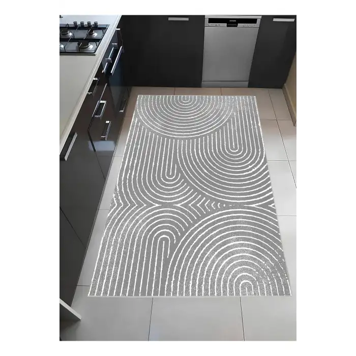 Gri Zemin Bohem Tarz Modern Halı Dekoratif Kilim