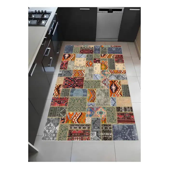 Renkli Patcwork Desen Modern Halı Dekoratif Kilim