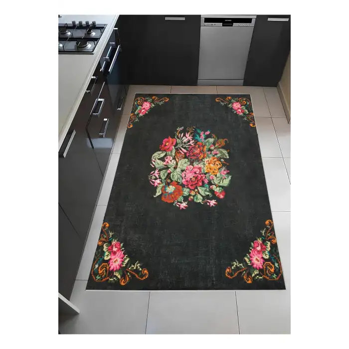 Çiçek Motifli Modern Halı Dekoratif Kilim