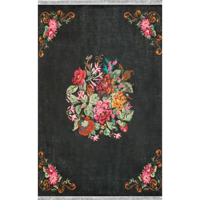 Çiçek Motifli Modern Halı Dekoratif Kilim