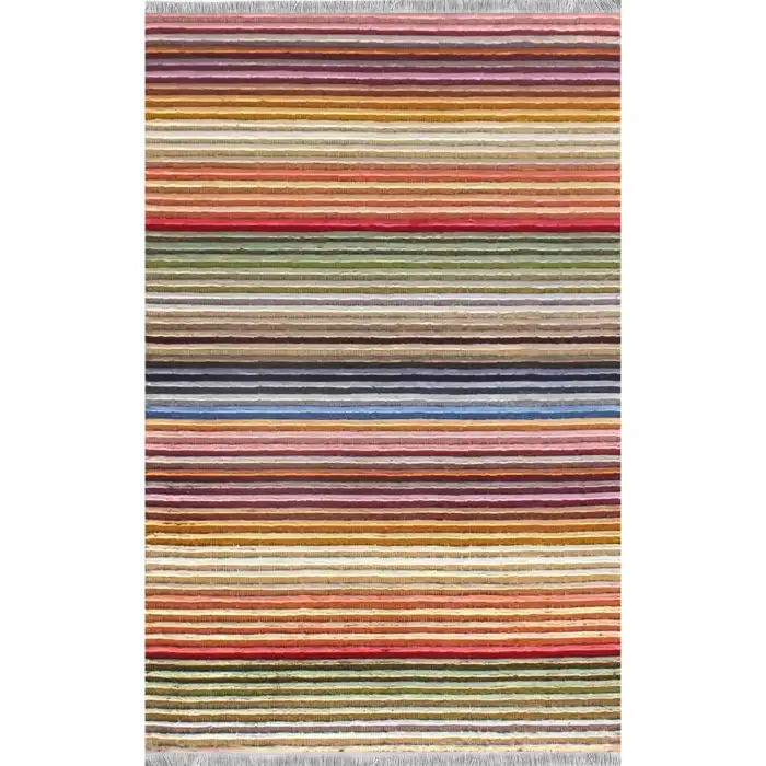 Renkli Çizgiler Modern Halı Dekoratif Kilim