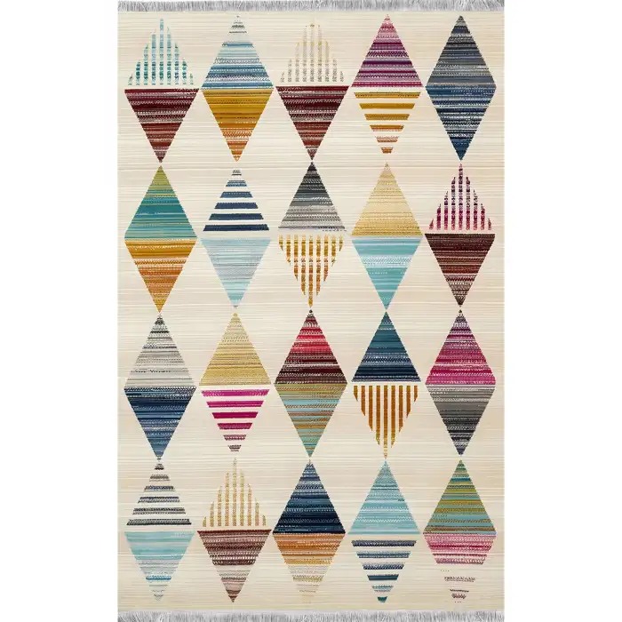 Renkli Geometrik Desenler Tasarım Modern Halı Dekoratif Kilim