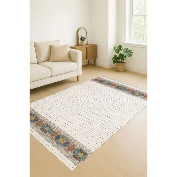 Motifli Çerçeve Detaylı Dekoratif Halı Kilim