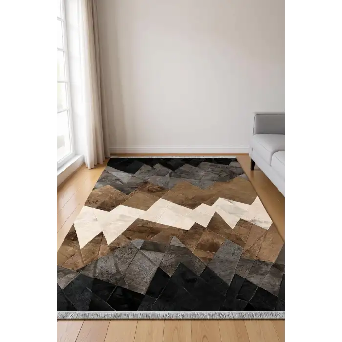 Deri Görünümlü Tasarım Modern Halı Dekoratif Kilim