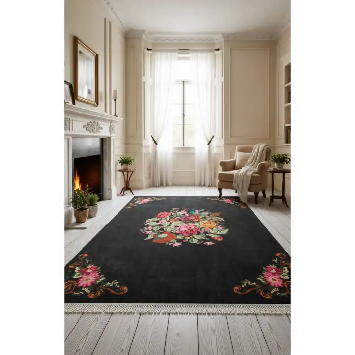 Çiçek Motifli Modern Halı Dekoratif Kilim