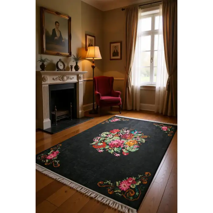 Çiçek Motifli Modern Halı Dekoratif Kilim