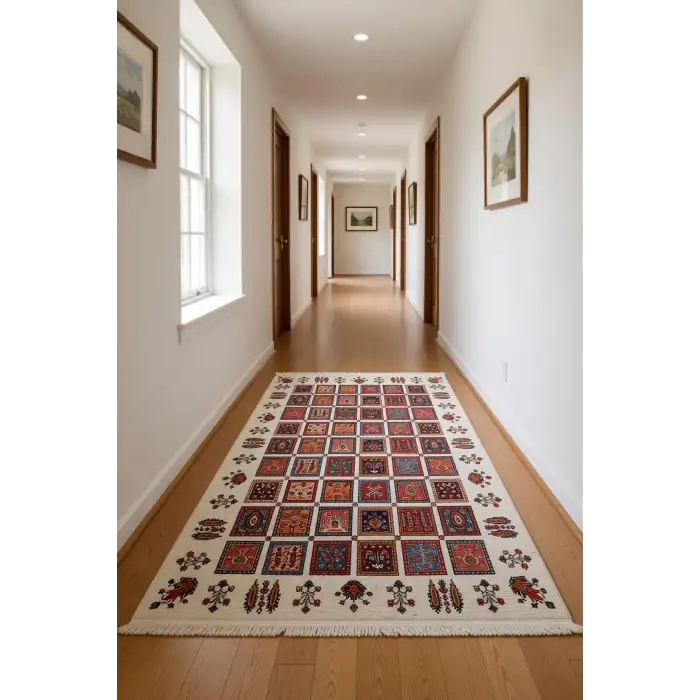 Renkli Etnik Desen Dijital Baskı Kilim