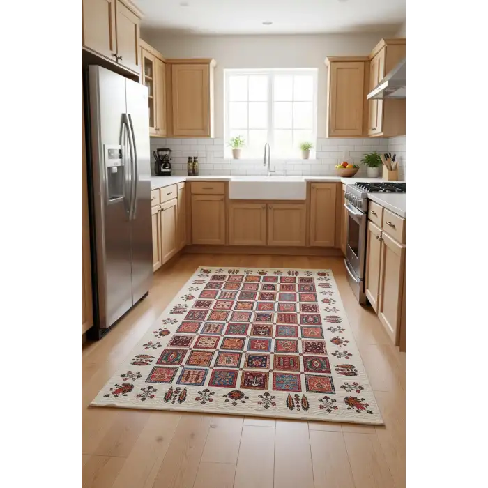 Renkli Etnik Desen Dijital Baskı Kilim