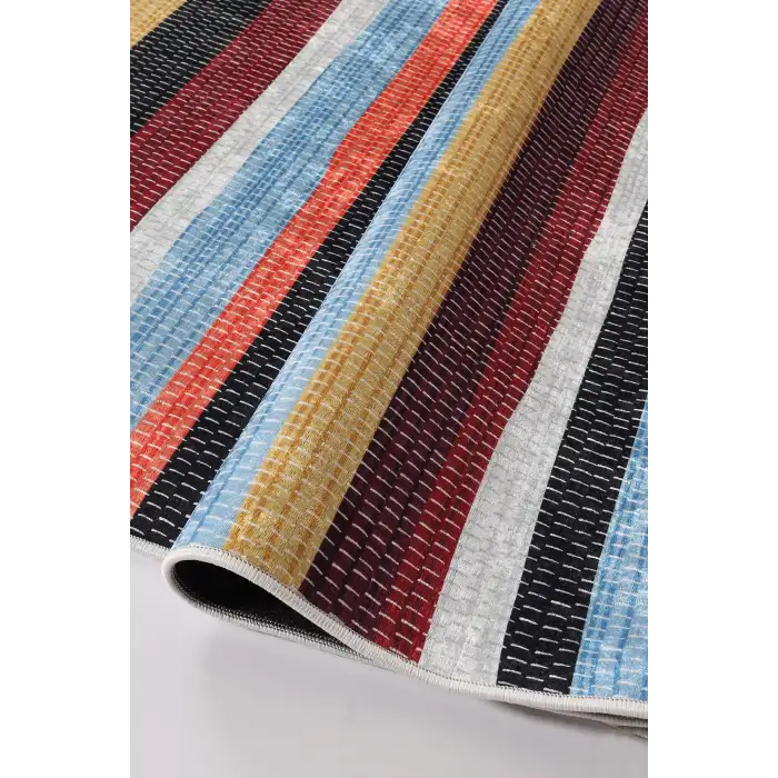 Blghome Renkli Çizgiler Modern Halı Dekoratif Kilim