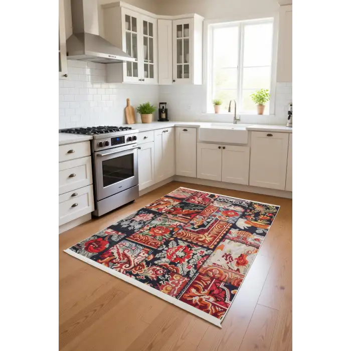 Blghome Renkli Patchwork Desen Modern Halı Dekoratif Kilim