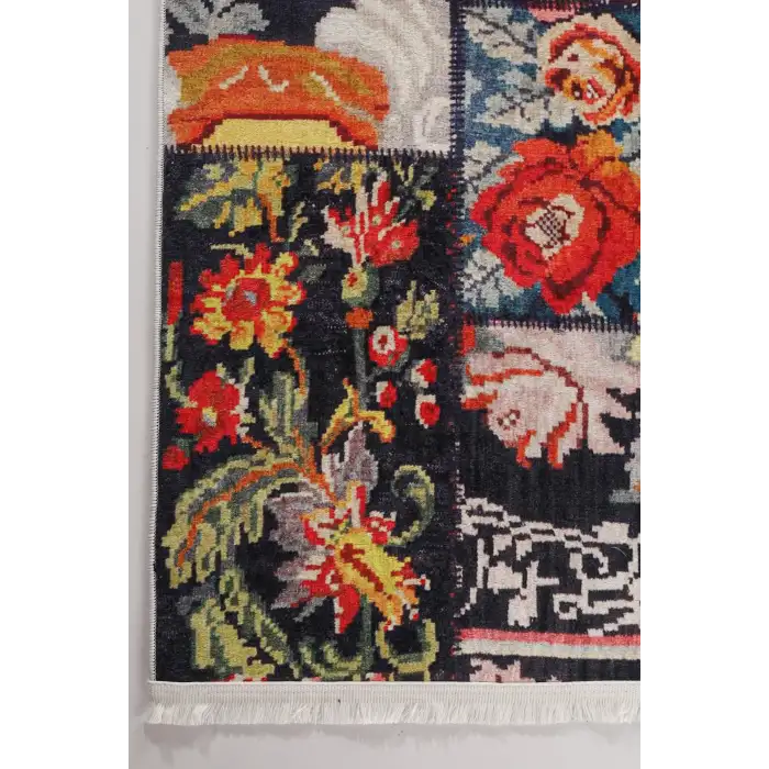 Blghome Renkli Patchwork Desen Modern Halı Dekoratif Kilim