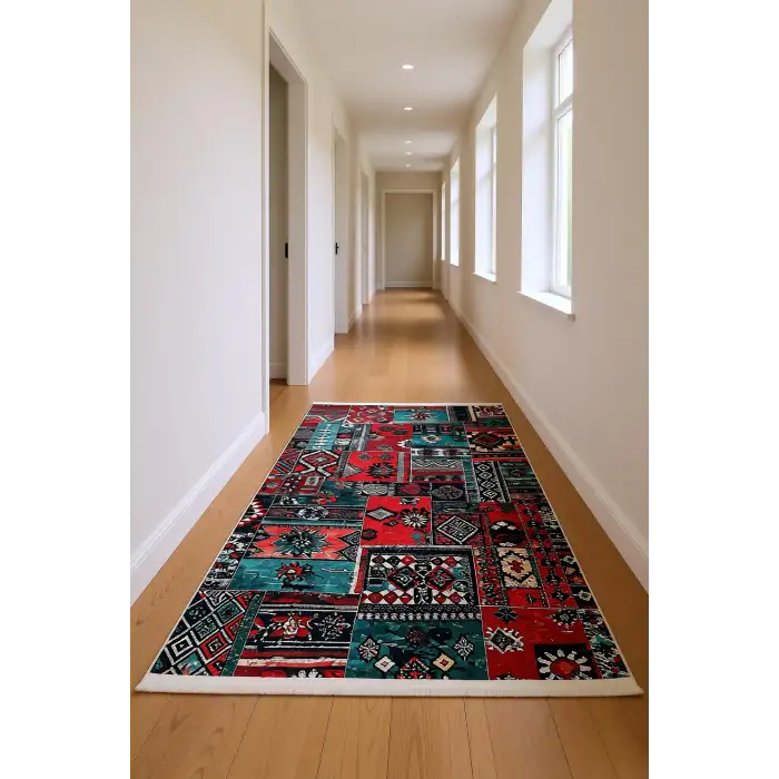 Blghome Renkli Patchwork Desen Modern Halı Dekoratif Kilim