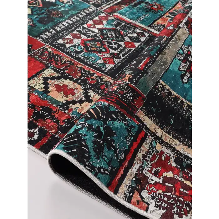 Blghome Renkli Patchwork Desen Modern Halı Dekoratif Kilim