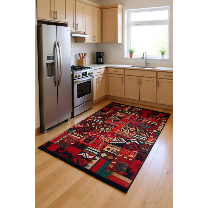 Blghome Patchwork Desenli Modern Halı Dekoratif Kilim