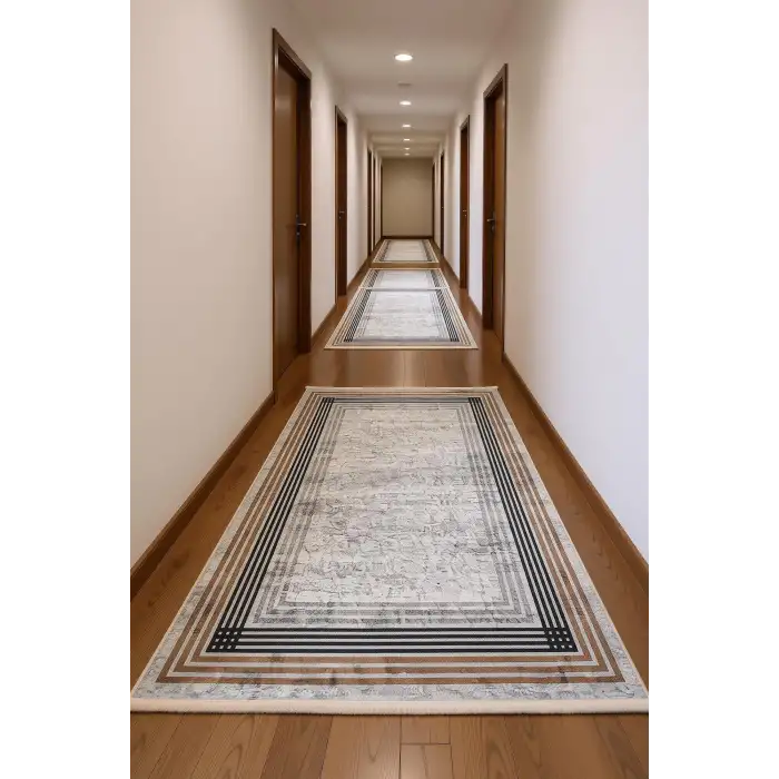 Blghome Renkli Çerçeveli Modern Halı Dekoratif Kilim