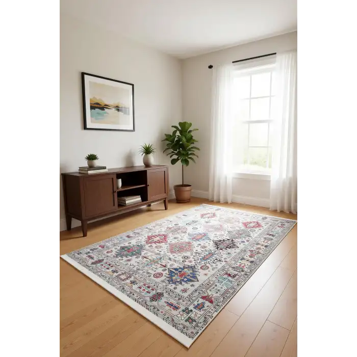 Blghome Renkli Etnik Desen Modern Halı Dekoratif Kilim
