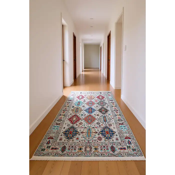 Blghome Renkli Etnik Desen Modern Halı Dekoratif Kilim