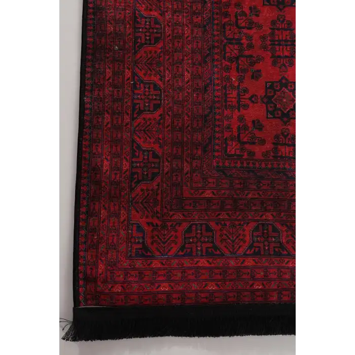 Bordo Otantik Desenli Bambu Kilim | 1008