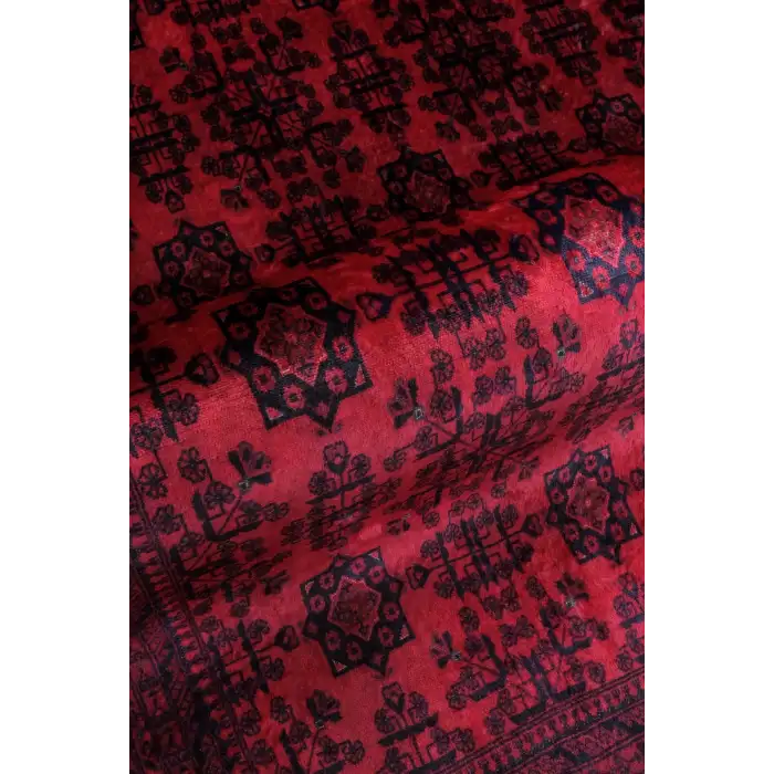 Bordo Otantik Desenli Bambu Kilim | 1008