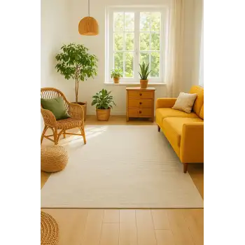 Modern Halı Dekoratif Kilim Krem Renk