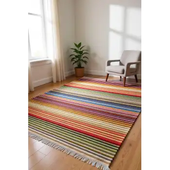 Renkli Çizgiler Modern Halı Dekoratif Kilim