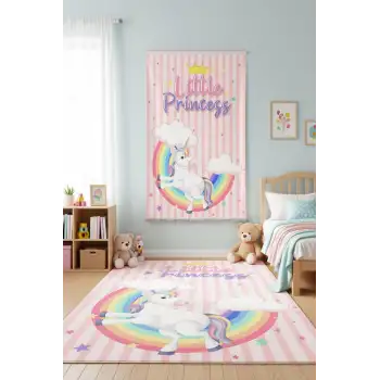 Gökkuşağı Unicorn Çocuk Odası Halısı