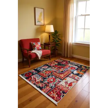 Blghome Renkli Patchwork Desen Modern Halı Dekoratif Kilim