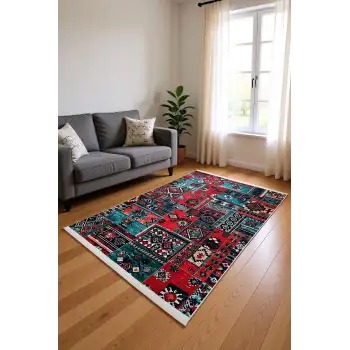 Blghome Renkli Patchwork Desen Modern Halı Dekoratif Kilim