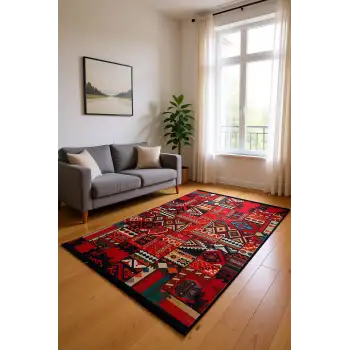 Blghome Patchwork Desenli Modern Halı Dekoratif Kilim