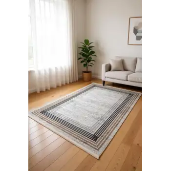 Blghome Renkli Çerçeveli Modern Halı Dekoratif Kilim
